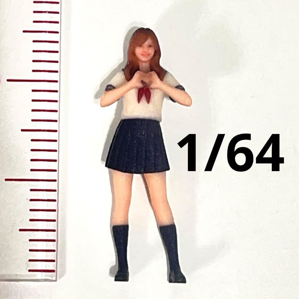 1/64 フィギュア セーラー服 半袖 リアルフィギュア ミニチュアイメージ ミニカーに 完成品