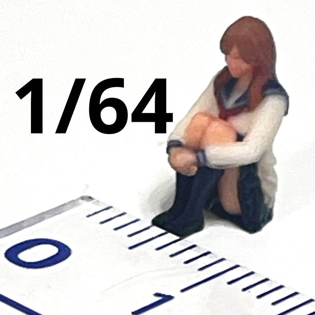 1/64 フィギュア セーラー服 体育座り リアルフィギュア ミニチュアイメージ ミニカーに 完成品