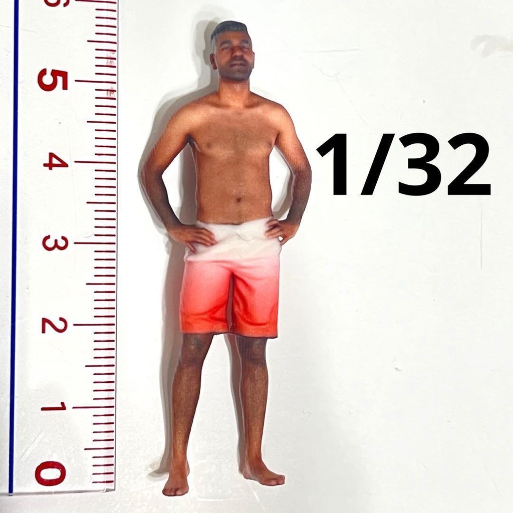 1/32 フィギュア 1240 リアルフィギュア 男性 水着 完成品 ミニチュアイメージ 3Dフィギュア ミニカー ジオラマに ミニチュア