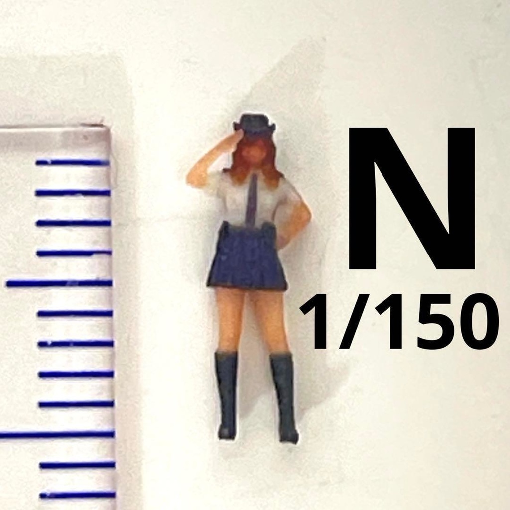 1/150　Nゲージ　フィギュア　警官　婦警　敬礼　半袖　リアルフィギュア　ミニチュアイメージ　完成品