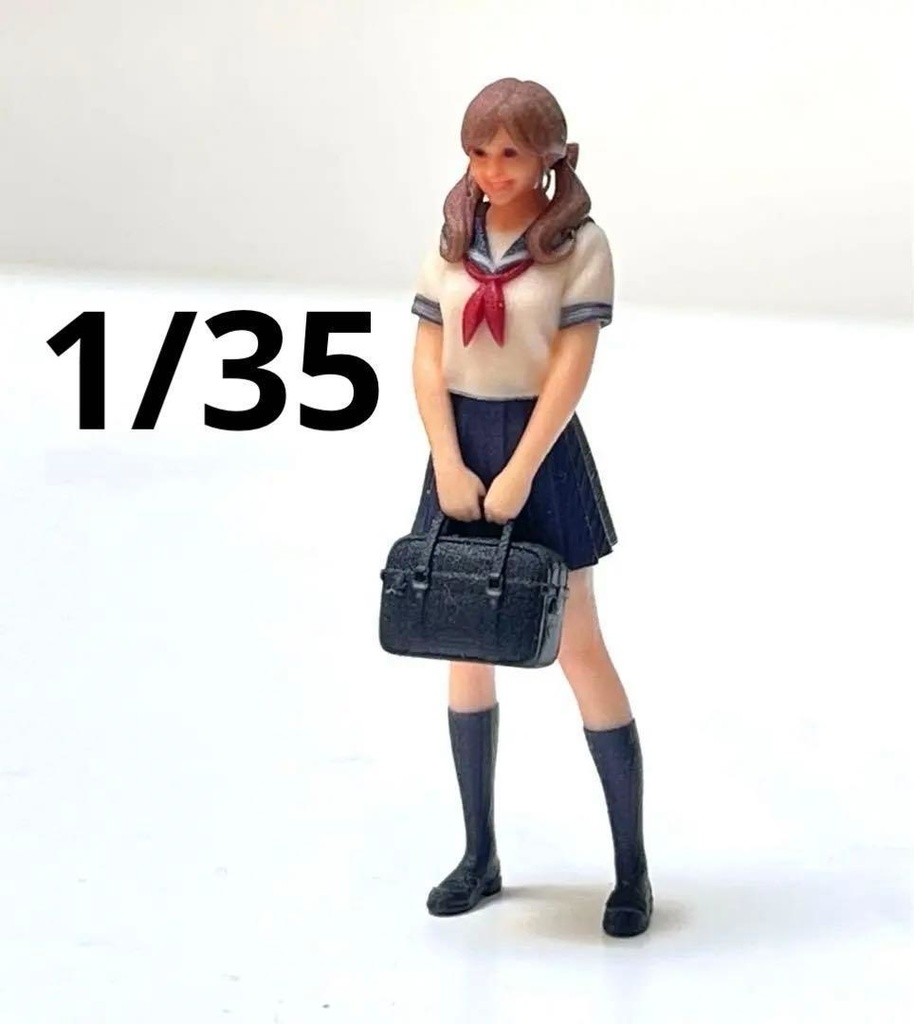 1/35 フィギュア リアルフィギュア JK セーラー服 完成品 塗装済み完成品 ミニチュア ミニカーに ジオラマに 3D 住宅模型 セーラー服 かばん おさげ