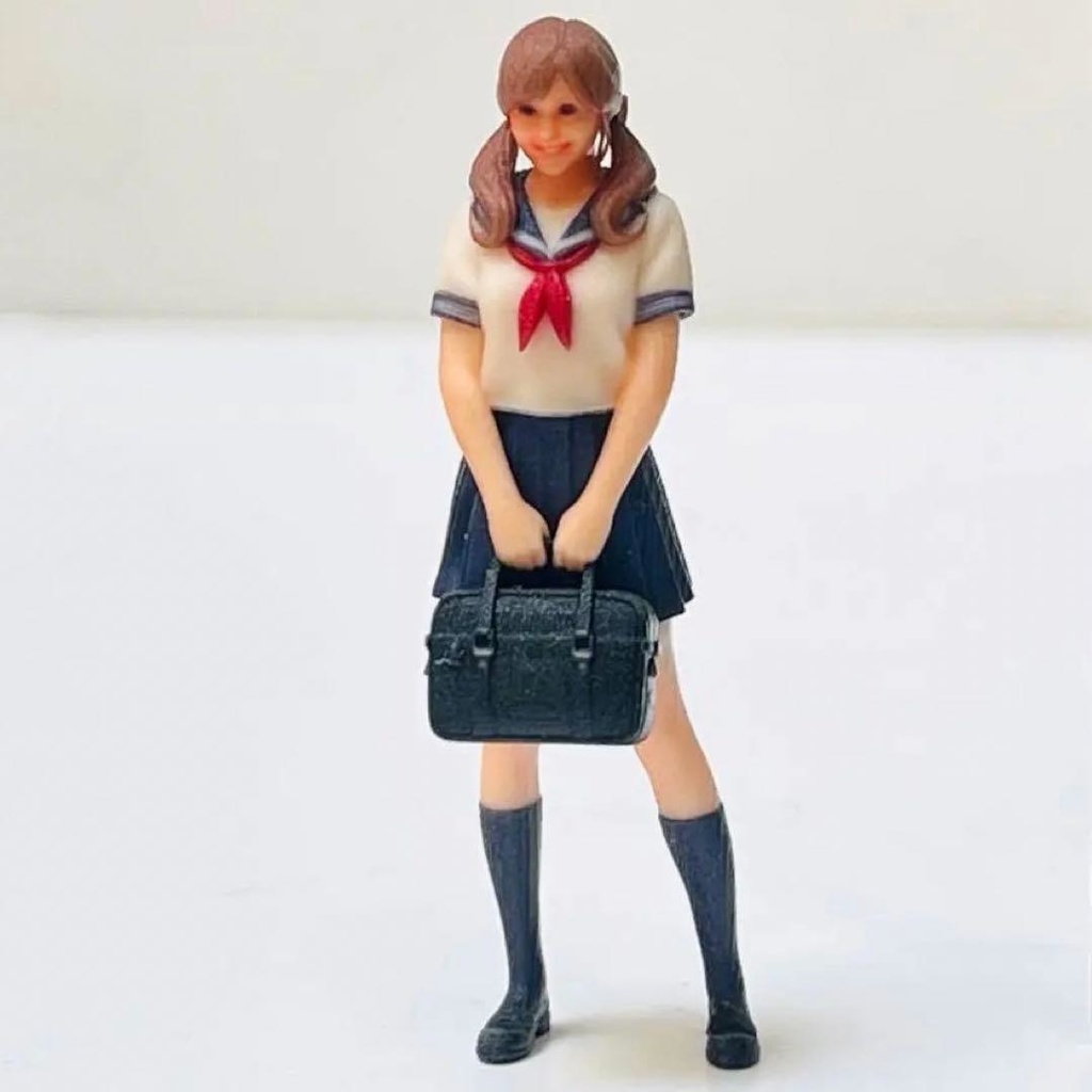 1/35 フィギュア リアルフィギュア JK セーラー服 完成品 塗装済み完成品 ミニチュア ミニカーに ジオラマに 3D 住宅模型 セーラー服 かばん おさげ