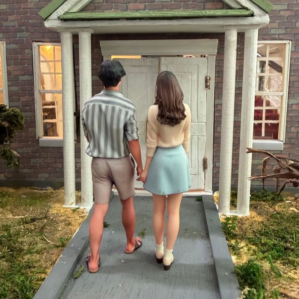 1/18 フィギュア二体 リアルフィギュア 完成品 塗装済み完成品 ミニチュアイメージ ジオラマ ミニカー ドールハウスに