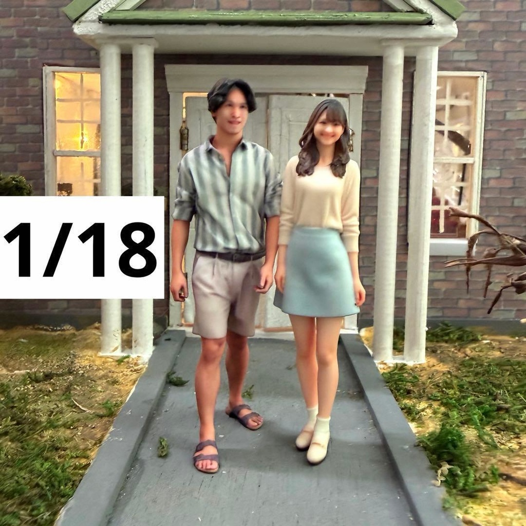 1/18 フィギュア二体 リアルフィギュア 完成品 塗装済み完成品 ミニチュアイメージ ジオラマ ミニカー ドールハウスに