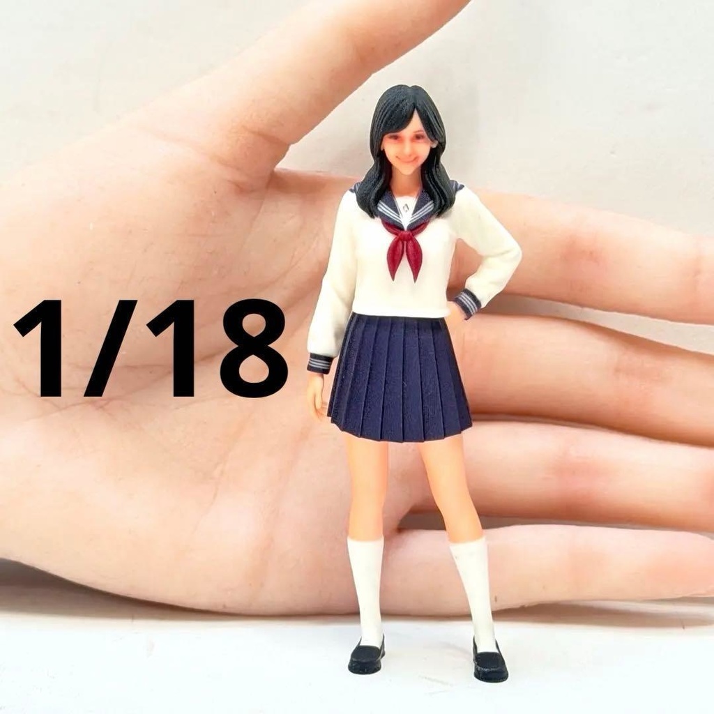 1/18 女子高生　セーラー服　フィギュア　リアルフィギュア　完成品　ミニチュアイメージ　精密　ミニカー　ドールハウスに　３Dフィギュア