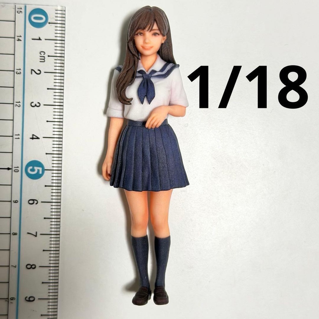 1/18 女子高生 フィギュア セーラー服 3Dフィギュア リアルフィギュア 塗装済み完成品 ミニカーに 完成品