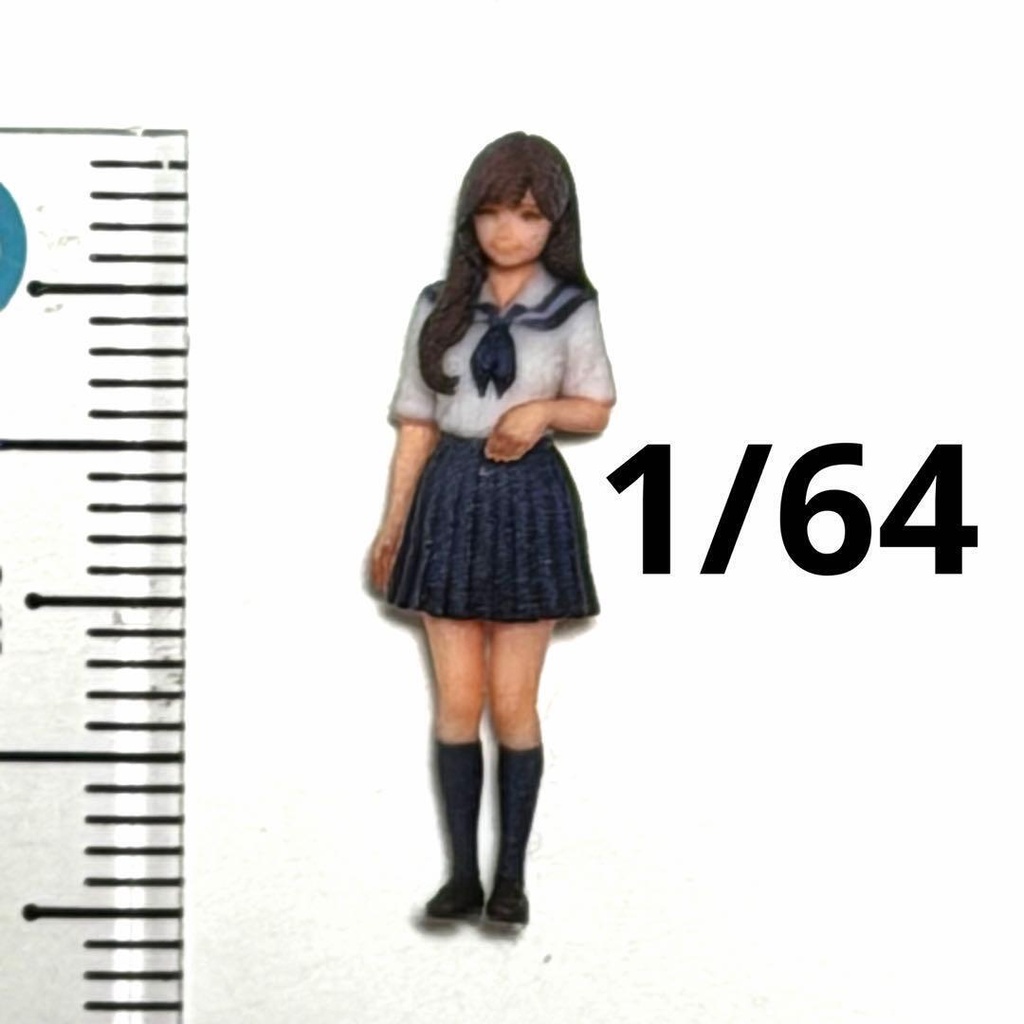 1/64 フィギュア 女子高生 セーラー服 トミカ ミニカー ジオラマに 3D