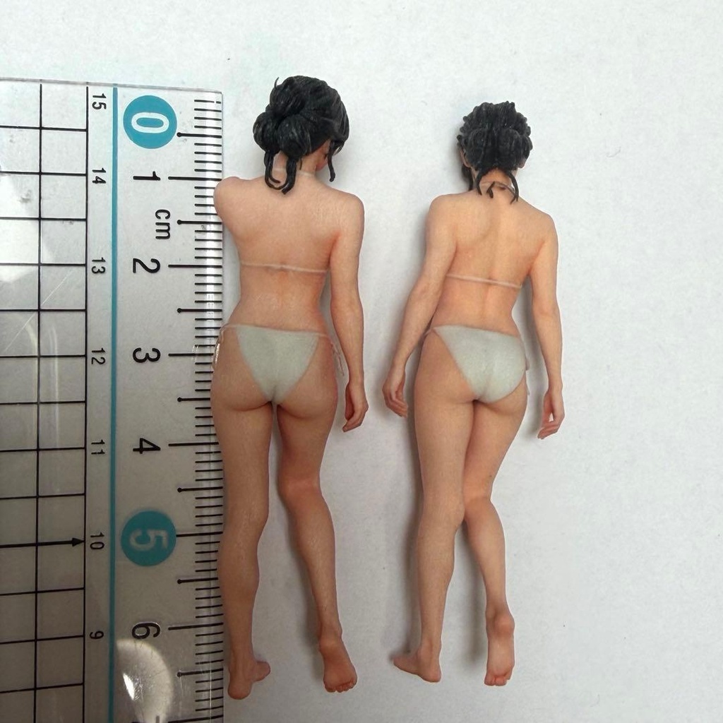 1/24 フィギュア2体 女性 水着 完成品 ミニチュア 1/64より大 3Dフィギュア リアルフィギュア ミニチュアイメージ ミニカーに ドールハウスに グラビア