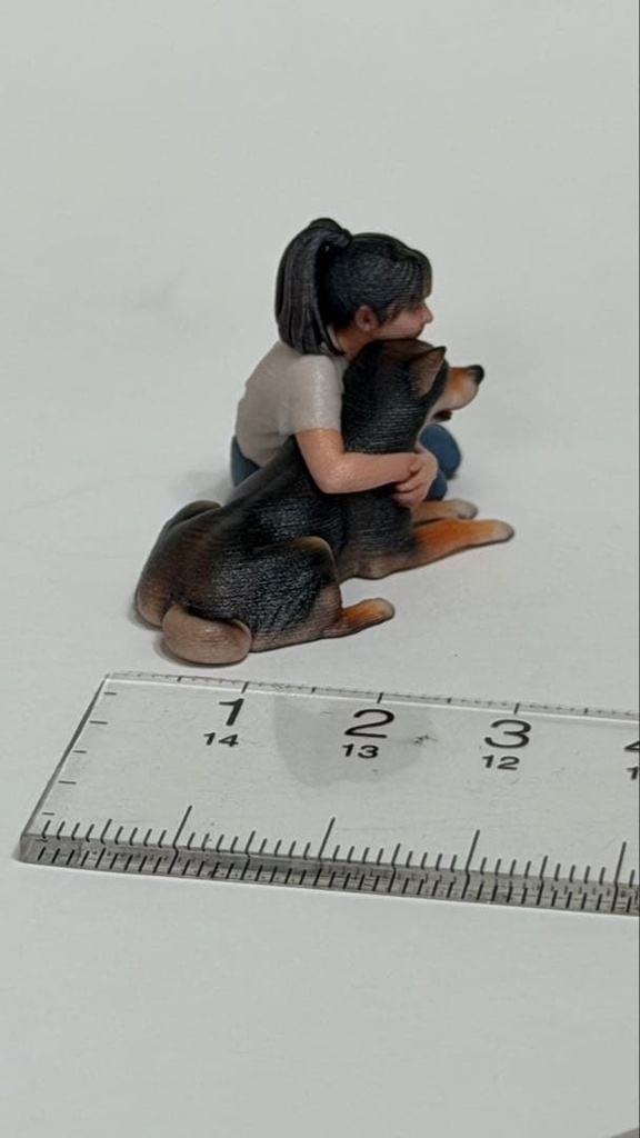 1/24 お姉さんとぽん太 犬 フィギュア リアルフィギュア 写真一枚からフィギュア 完成品 ミニチュアイメージ ミニカー ドールハウス ジオラマに