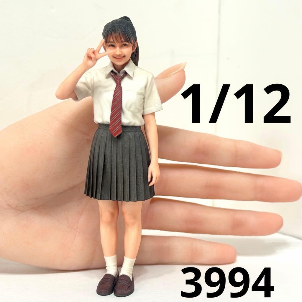 1/12 3994 フィギュア 女子高生 ピース 完成品 リアルフィギュア ミニチュアイメージ ドールハウスに 3D