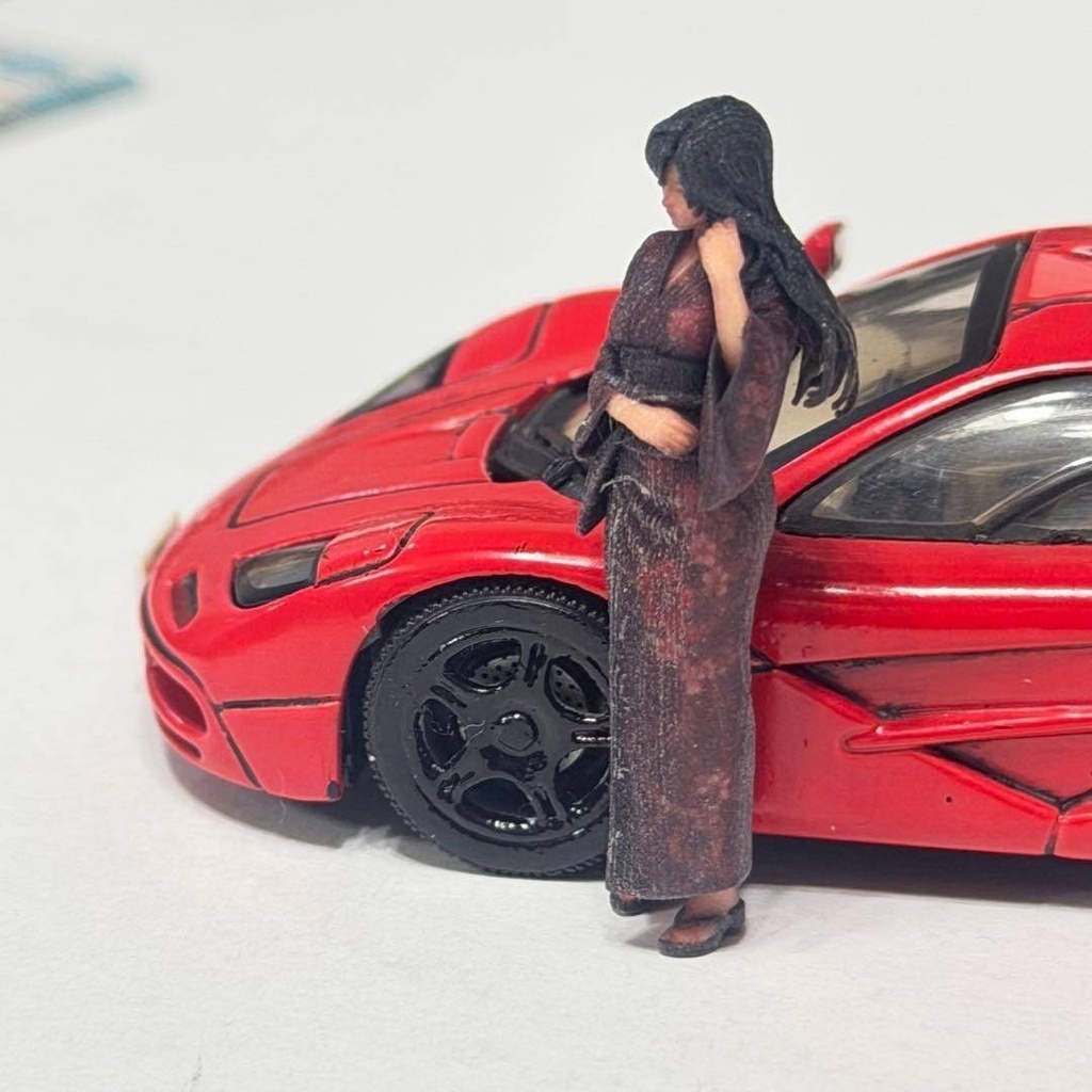 1/43 8007-02 フィギュア 着物 ミニカーに 完成品 ミニチュアイメージ リアルフィギュア