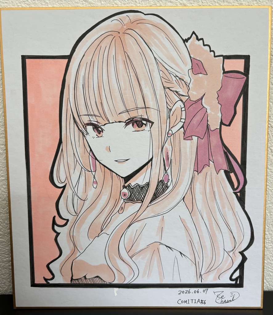 コミティア156　サイン入りアナログイラスト色紙D