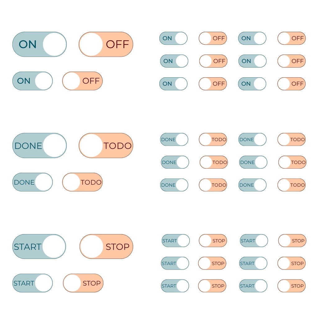 デジタルプランナー用 シンプルUIトグルステッカー(PNG透過)