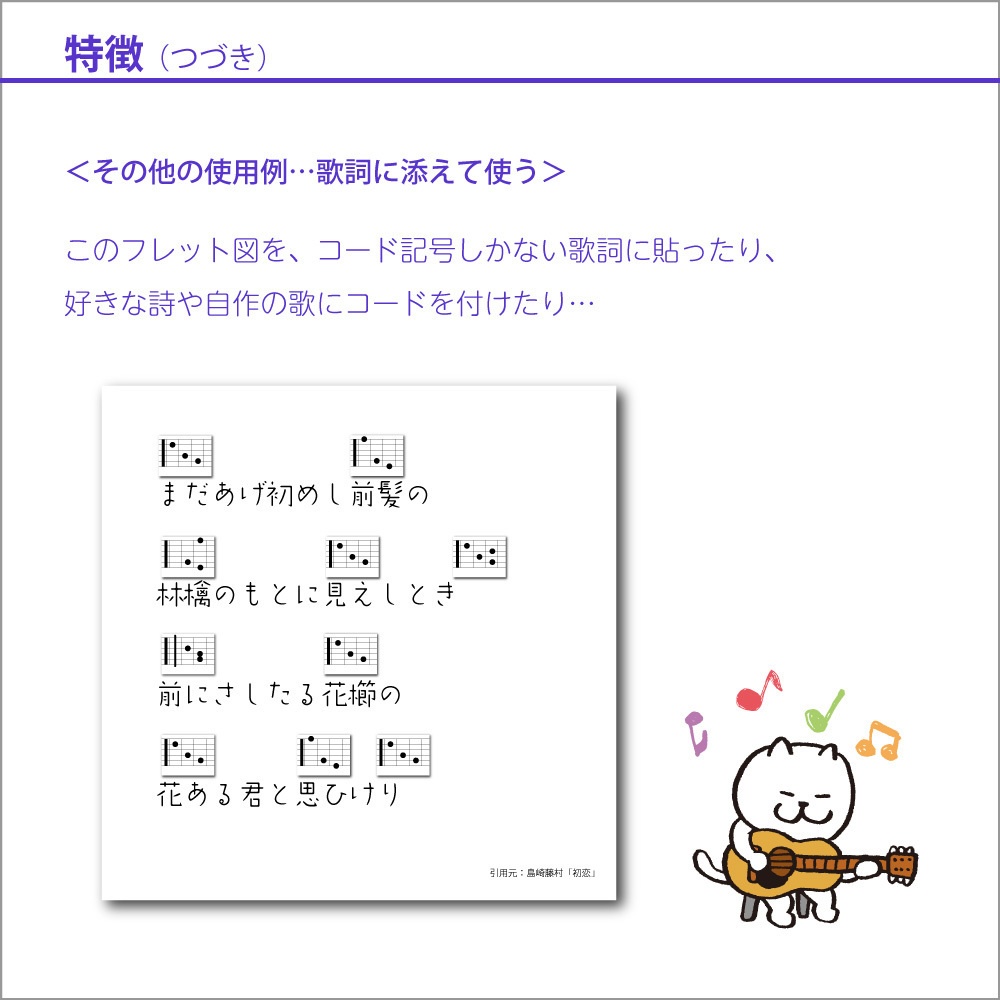 ギター用/ウクレレ用 コード ダイアグラム ダウンロード商品(連続フレット仕様)