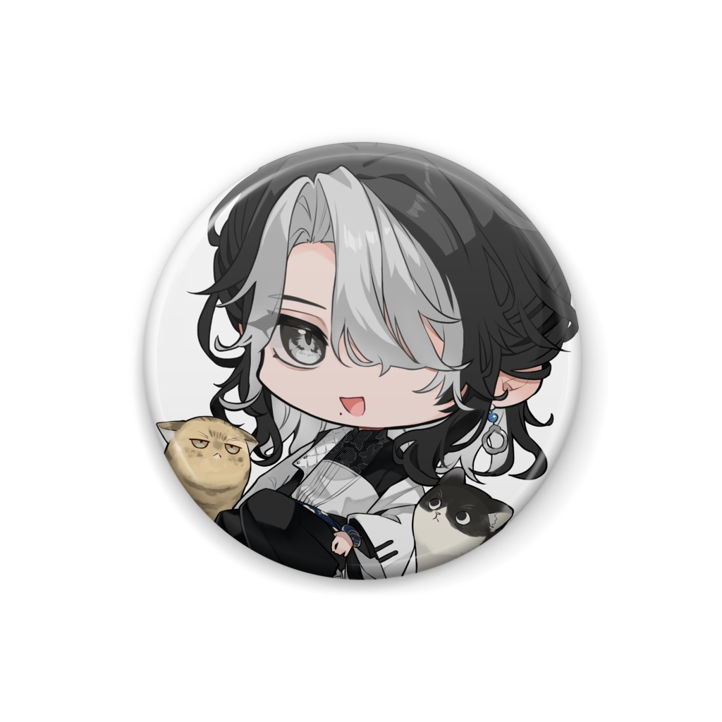 斑目さとり 缶バッジ SD with猫's