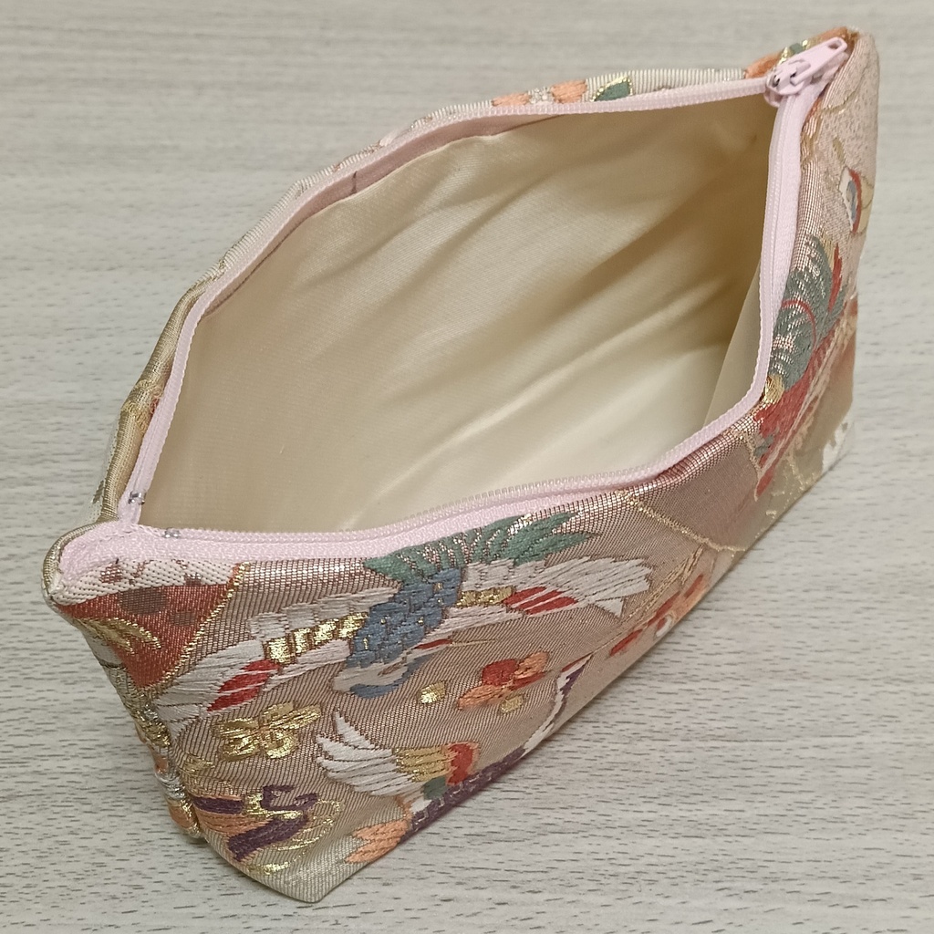 Kimono Pouch 帯 ポーチ (crane / 鶴)