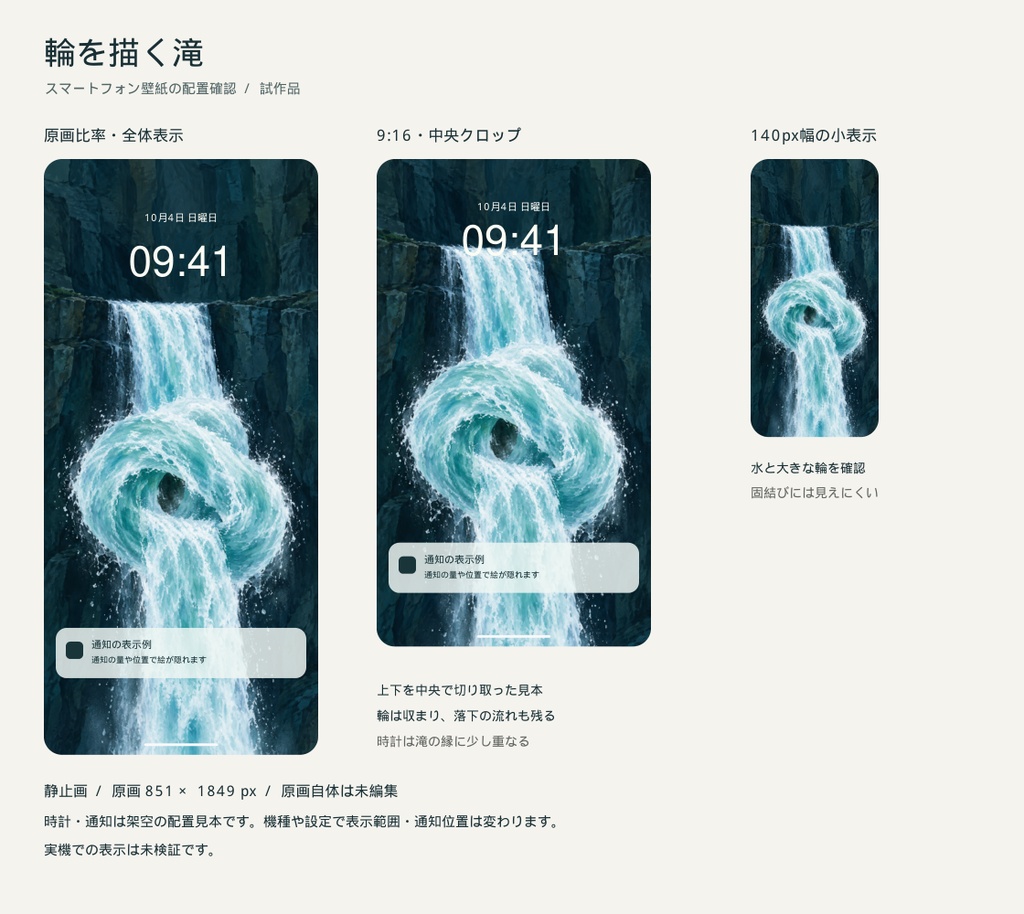 輪を描く滝|スマホ壁紙 PNG