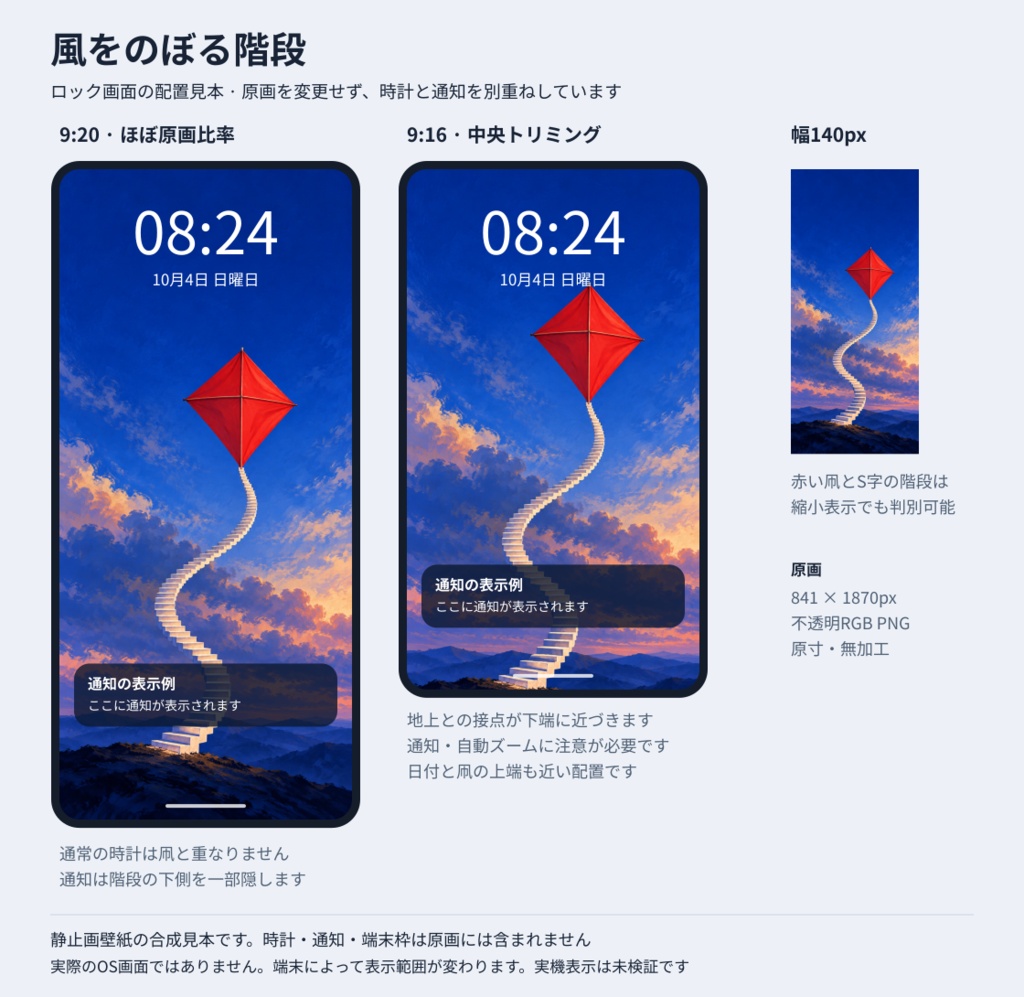 風をのぼる階段|スマホ壁紙 PNG
