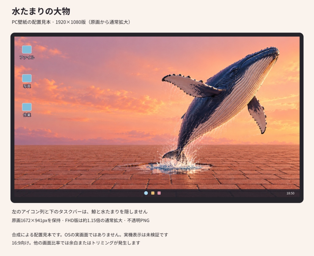水たまりの大物|PC壁紙 PNG【原画+FHD拡大版】
