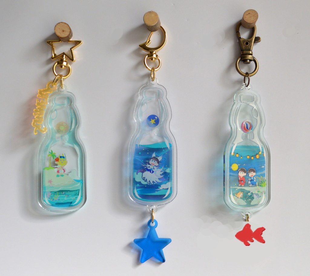 ◆夏っぽい松✕ラムネ瓶◆アクリルキーホルダー