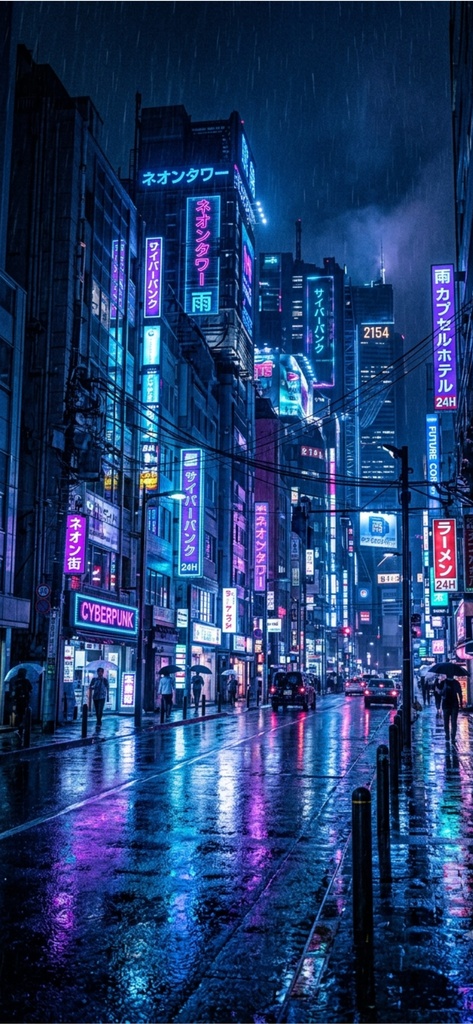 【AI壁紙】サイバーパンク都市シリーズ 全5枚セット CYBERPUNK CITY WALLPAPER SET - 5designs