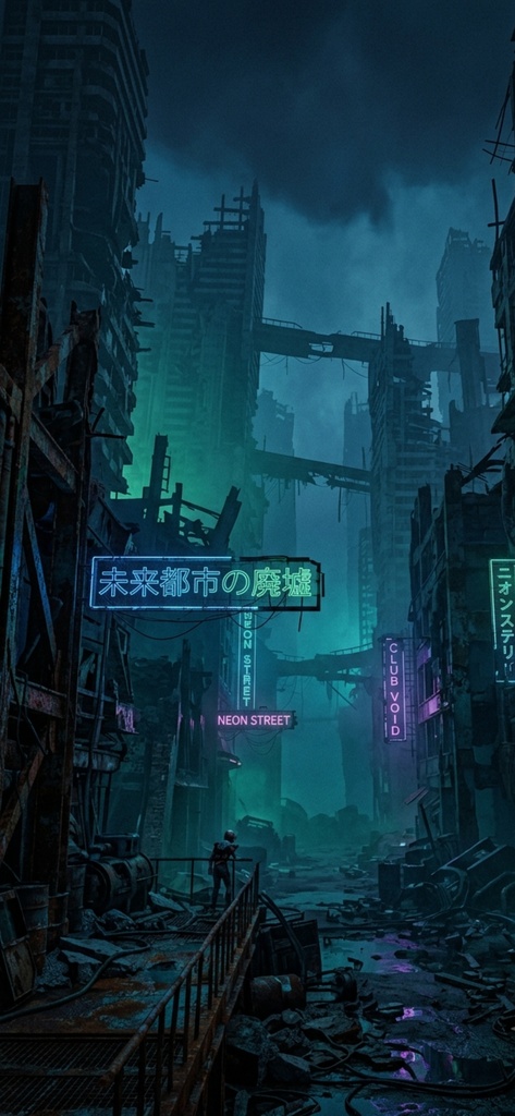 【AI壁紙】サイバーパンク都市シリーズ 全5枚セット CYBERPUNK CITY WALLPAPER SET - 5designs