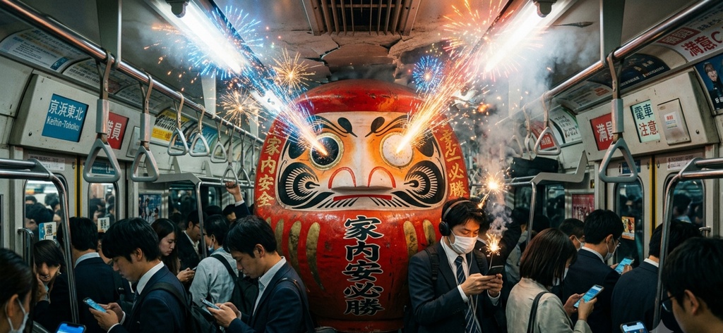 【AIアート/壁紙】満員電車の守護神 - 月面大発見 - 深海の記憶 　[AI Art/Wallpaper] Guardian of the Crowded Train - Great Discoveries on the Moon - Memories of the Deep Sea