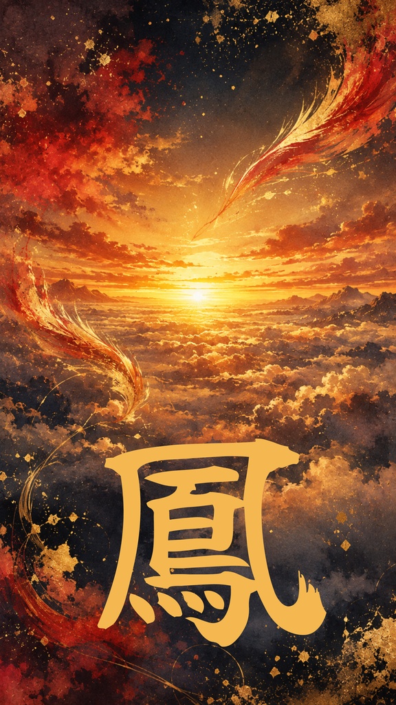 【スマホ壁紙5種セット】『四季の刻』水墨画×毛筆一文字　[Set of 5 Smartphone Wallpapers] "The Moment of the Four Seasons" Ink Painting x Single Calligraphy Character