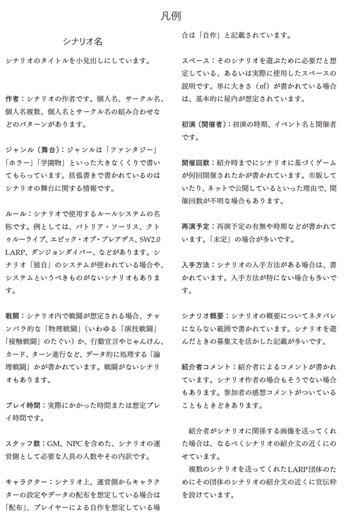 LARPシナリオ大全(2019年12月パイロット版)