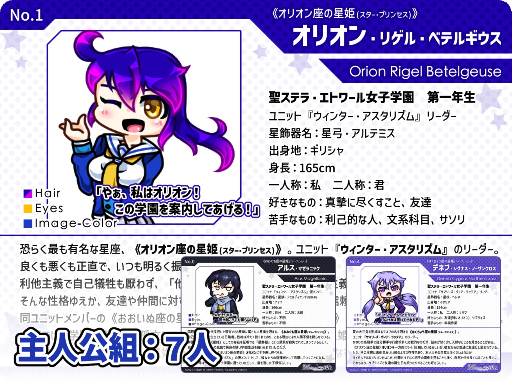 『流星たちのトワイライト』キャラシート・スターターパック