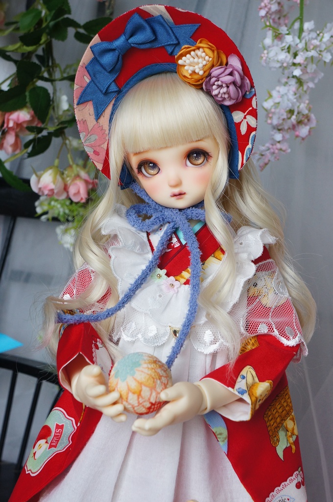 SDM/MSD/MDDサイズ 昭和レトロ着物 雛熊遊祭 春日ピクニックver.(ぽっくり付き)