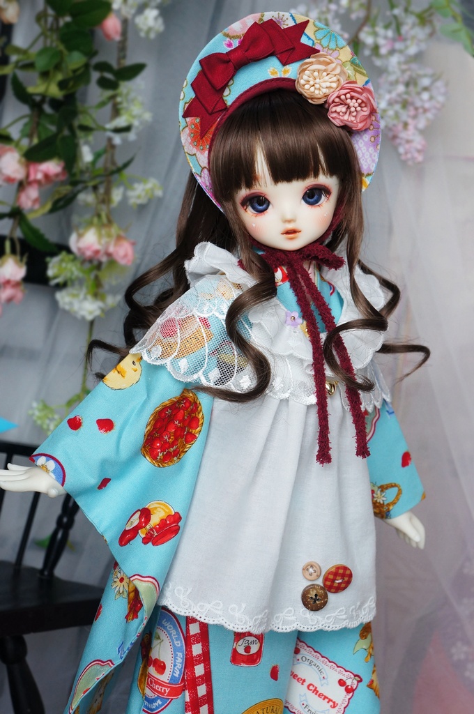 SDM/MSD/MDDサイズ 昭和レトロ着物 雛熊遊祭 春日ピクニックver.(ぽっくり付き)