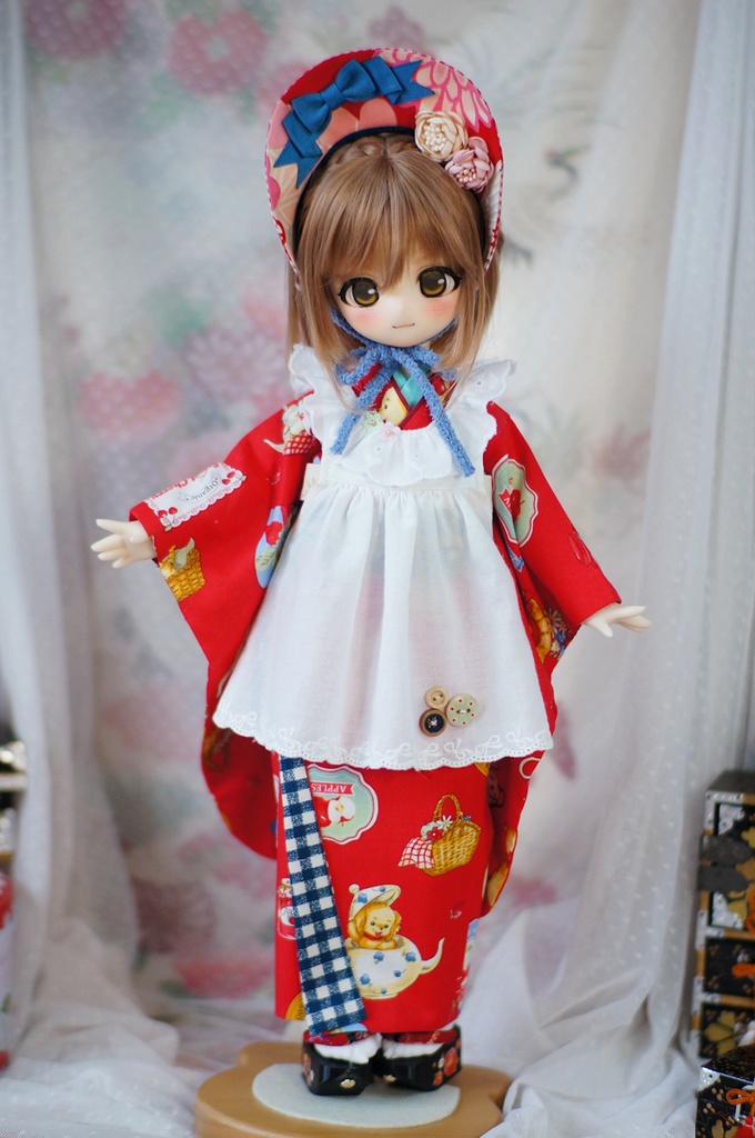 kumakoサイズ 昭和レトロ着物 雛熊遊祭 春日ピクニックver.(ぽっくり付き)