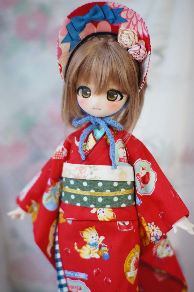 kumakoサイズ 昭和レトロ着物 雛熊遊祭 春日ピクニックver.(ぽっくり付き)