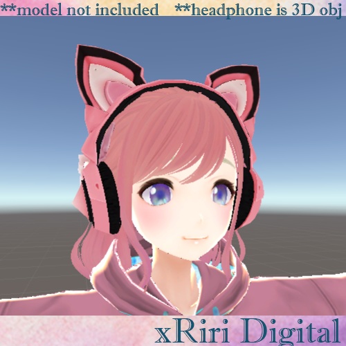MMD Neko Pink Headset (stl / obj / mtl / fbx ) [ ワイヤレスヘッドホン ]
