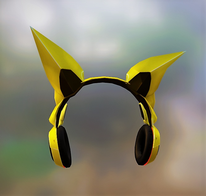 [MMD V1] Pokemon Pikachu Inspired Headset (stl / obj / mtl / fbx ) [ ワイヤレスヘッドホン ]