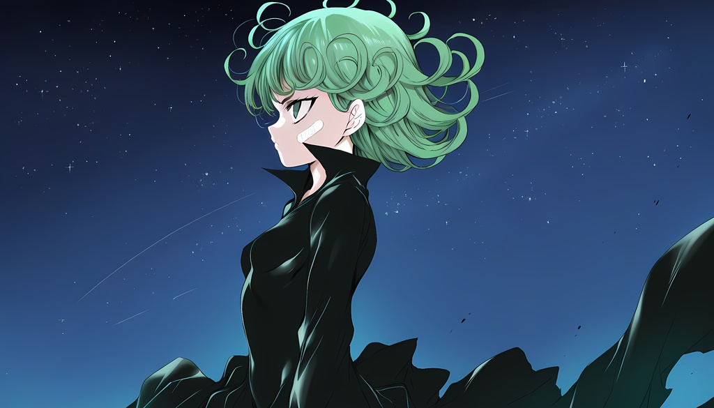 【無料壁紙】戦慄のタツマキ - 星空サイドビュー（傷テープver.）