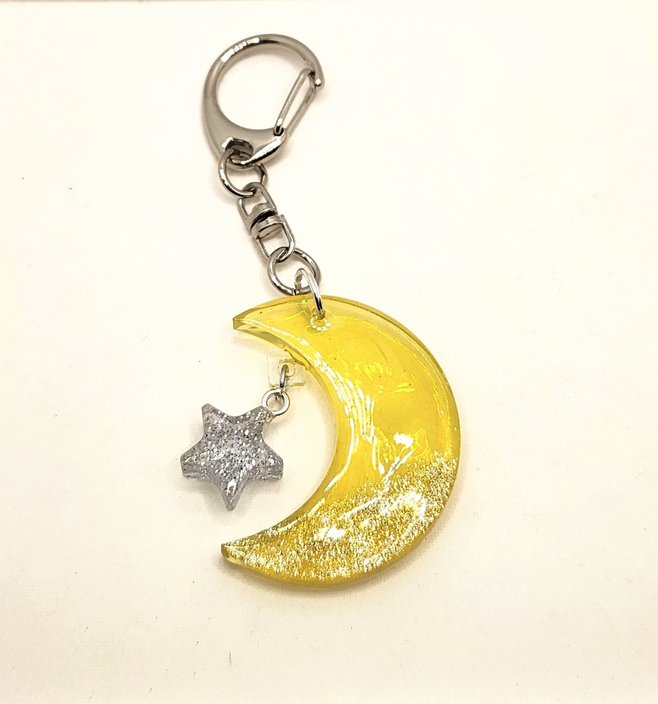 三日月と星 キーホルダー レジン
