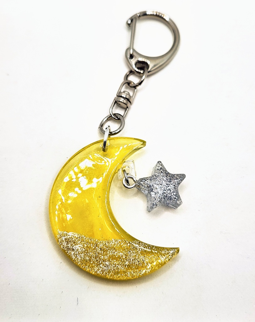 三日月と星 キーホルダー レジン