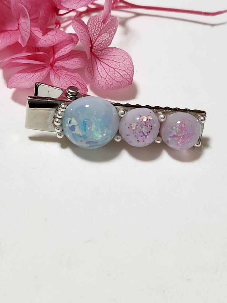 レジン キラキラヘアクリップ