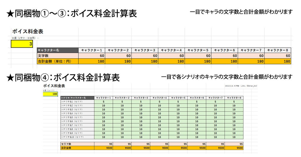 【ボイス付きゲーム制作のお供に】ボイス料金計算エクセル