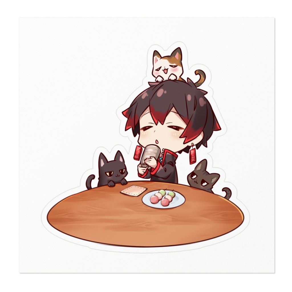 猫とまったりステッカー