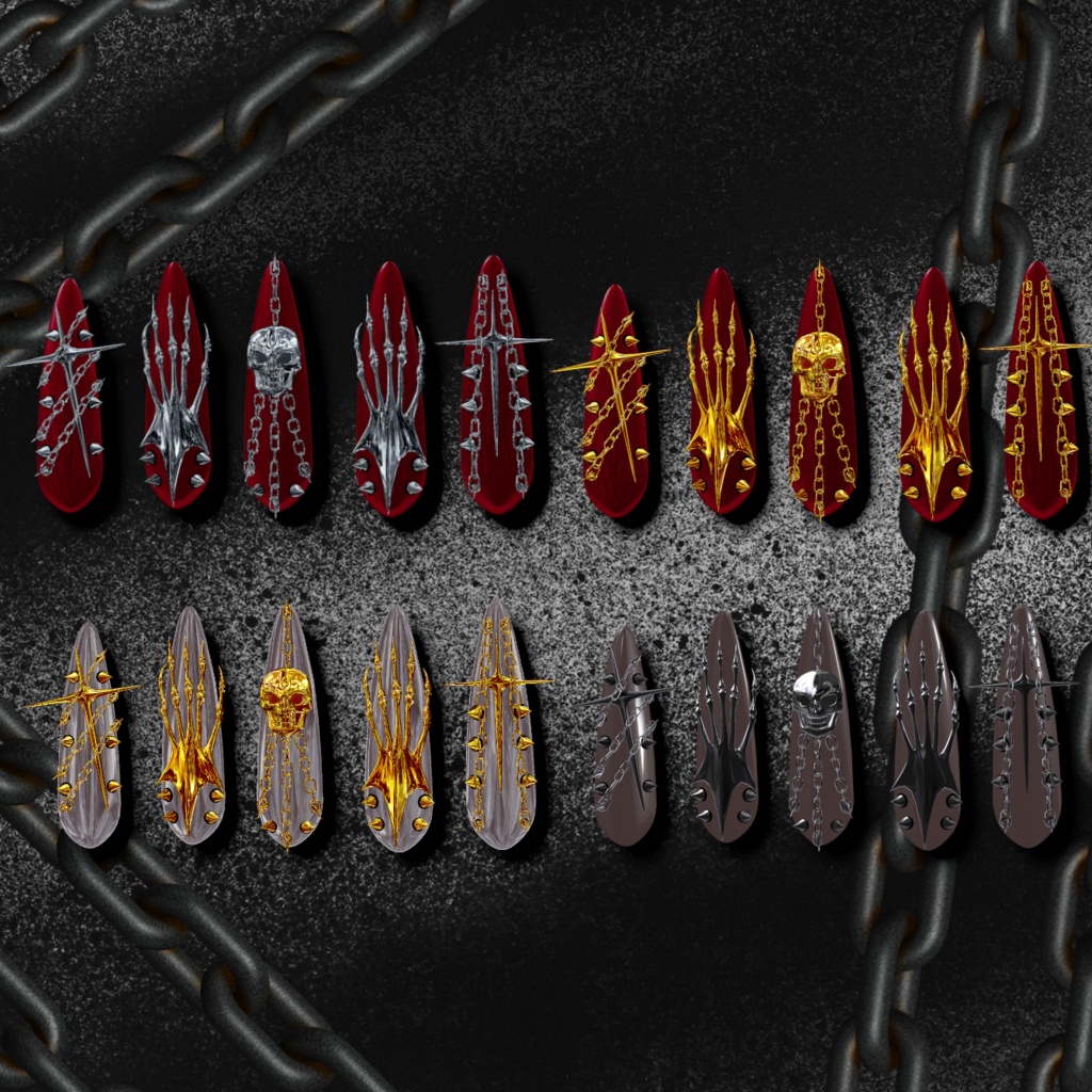 【8アバター対応】SKULL CHAIN NAIL