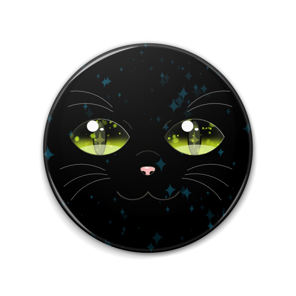 黒猫缶バッチ-76mm