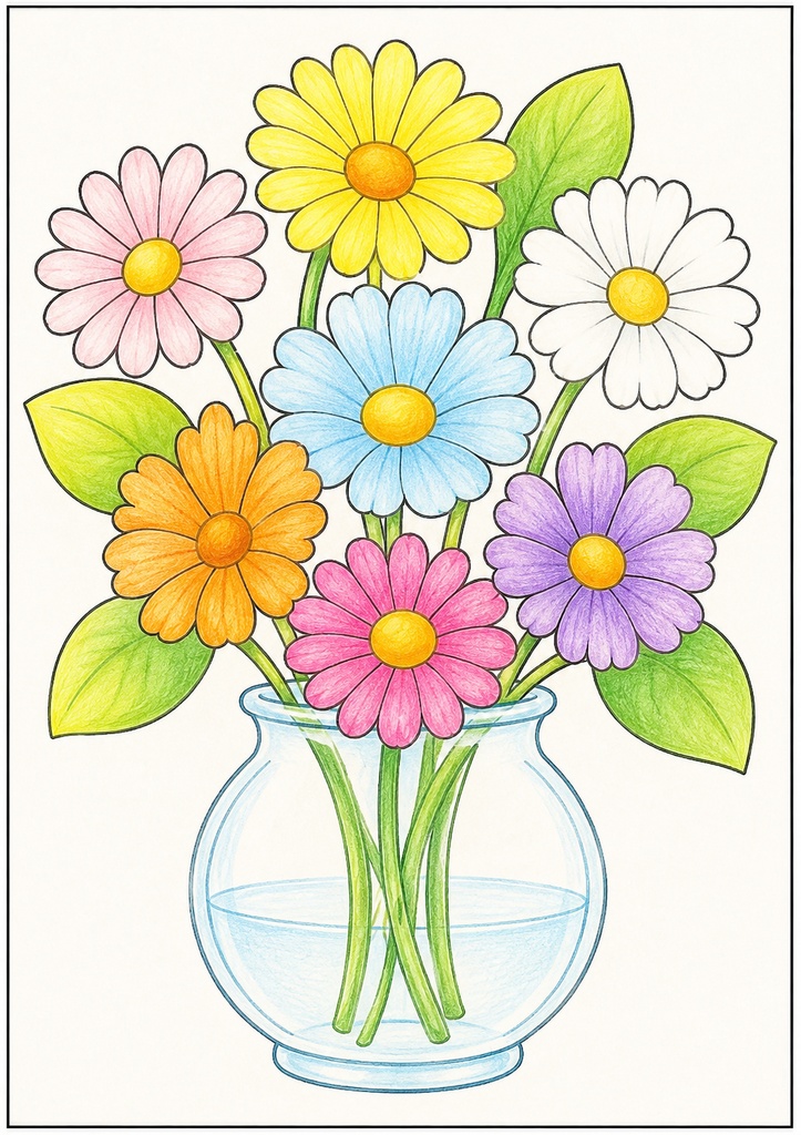 【A4印刷OK】しあわせの花ぬりえ 3枚セット|見本付き・大人のぬりえ・バラ・花束