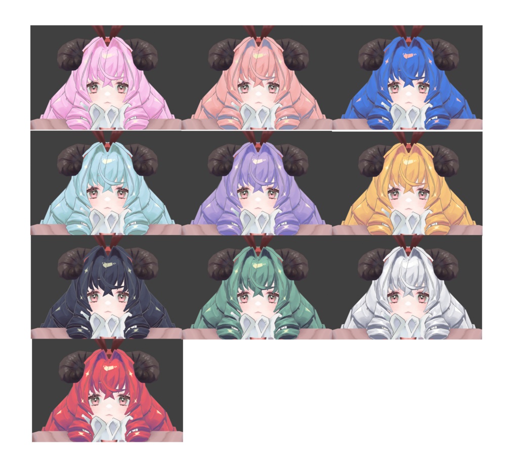 つのつのくるくる向け髪テクスチャ