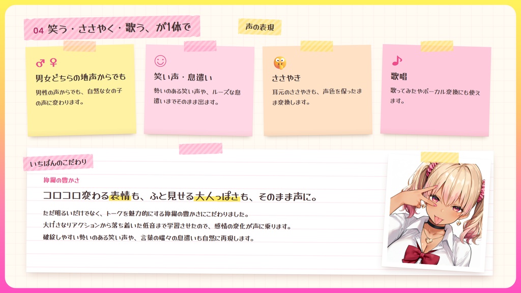 【RVC学習済みモデル】とにかく明るいギャルボ!『めろ』 / 🎤会話・歌唱・ささやきを全部学習、ずっと使えるRVC / Beatrice V2・ONNX同梱 / 🌍EN・ESP・中文・한국어