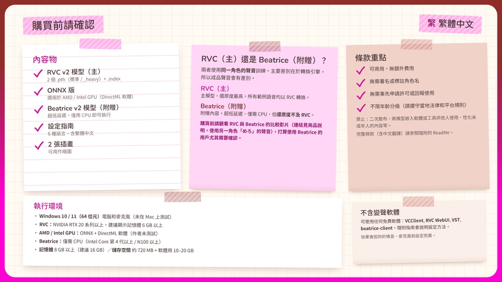 【RVC学習済みモデル】とことん媚び媚び、あざとい小悪魔ボイス💕『ねね』 / 🎤会話・歌唱・ささやきを全部学習、ずっと使えるRVC / Beatrice V2・ONNX同梱 / 🌍EN・ESP・中文・한국어