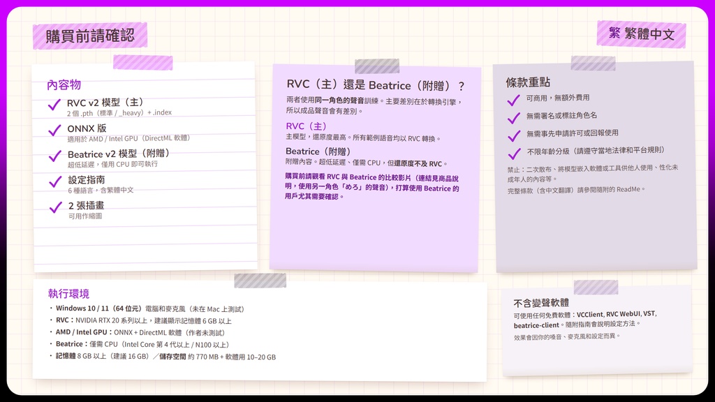 【RVC学習済みモデル】気怠げで色っぽい、大人のお姉さんボイス🍷『魅織』 / 🎤会話・歌唱・ささやきを全部学習、ずっと使えるRVC / Beatrice V2・ONNX同梱 / 🌍EN・ESP・中文・한국어