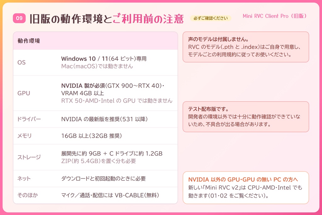 【旧版】多機能ボイチェン【Mini_RVC_Client_Pro】ver1.1.4【Windows専用 / EN / ESP / 中文 / 한국어】